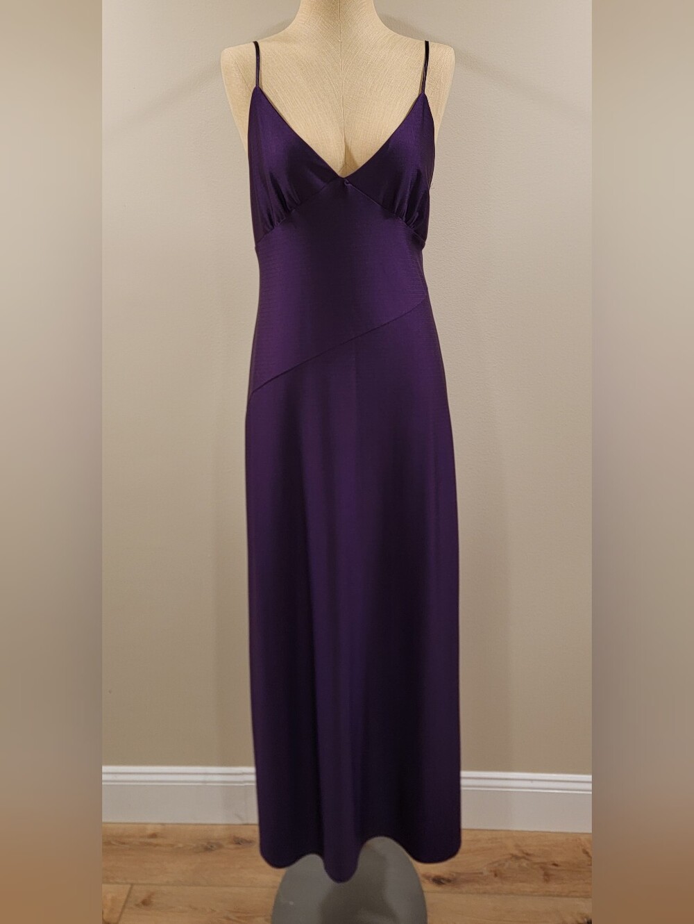 Zara Deep Purple Slip Maxi Dress with Spaghetti Straps